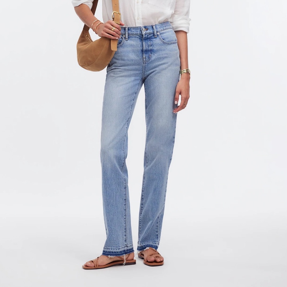 NWT Madewell ‘90s Straight Mid-Rise Jean Barbosa Wash Raw Hem Size 26
